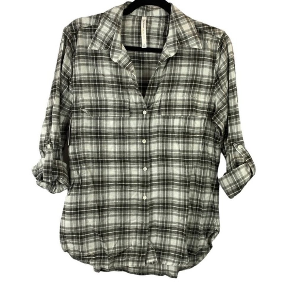 ARITZIA The Group Babaton Utility Black Plaid Button Down Shirt Small